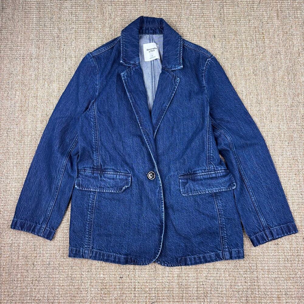 🧥 Abercrombie & Fitch Denim Blazer | S | Dark Wash
